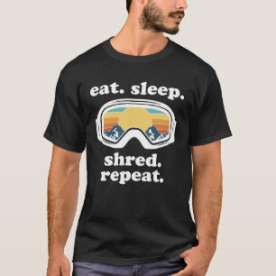 Camiseta Snowboard para Homens e Mulheres Comem Re-Adormeci