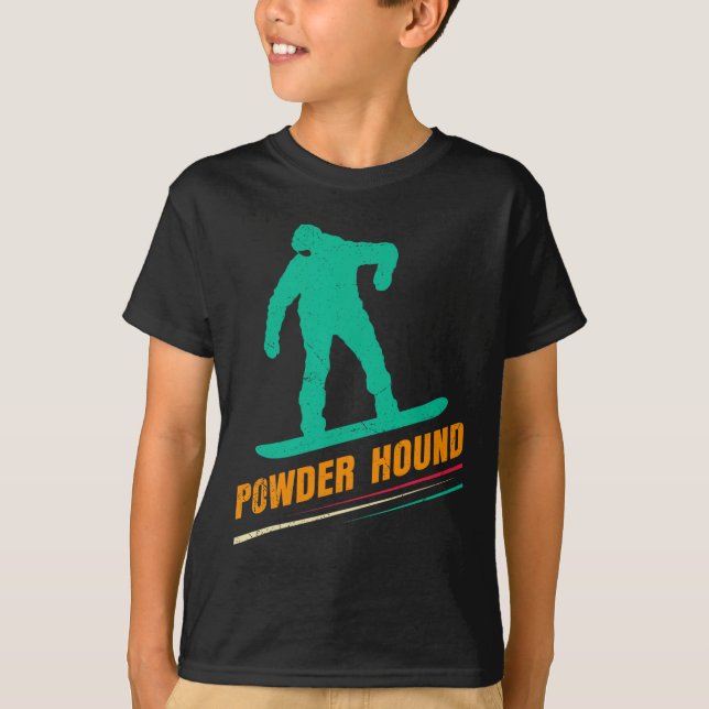 Camiseta Snowboard Power Hound Engraçado Crianças de Snowbo (Frente)