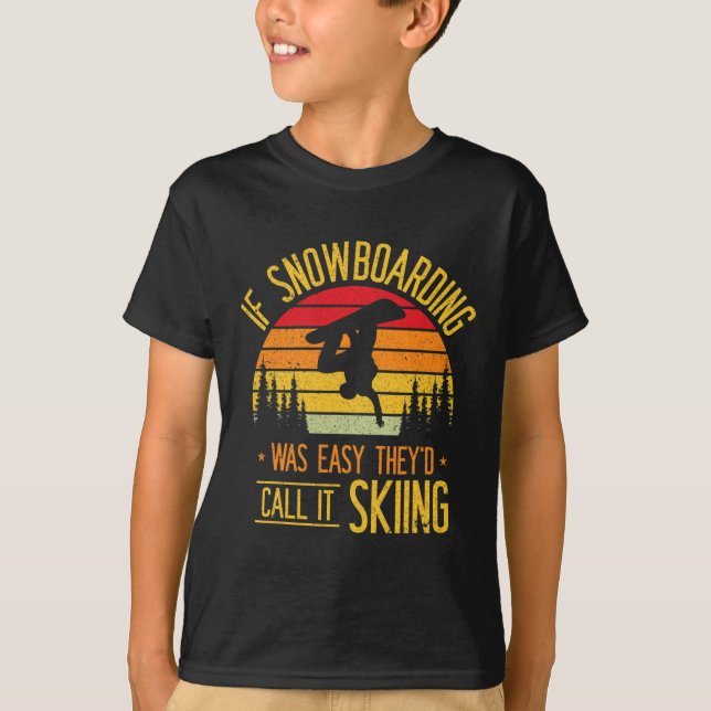 Camiseta Snowboard Retro Skiing No Snowboarder (Frente)