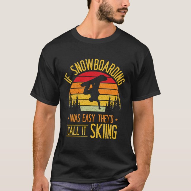 Camiseta Snowboard Retro Skiing No Snowboarder (Frente)