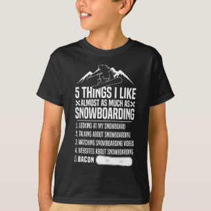 Camiseta Snowboard Snowboard Bacon 5 Coisas Que Gosto De Al