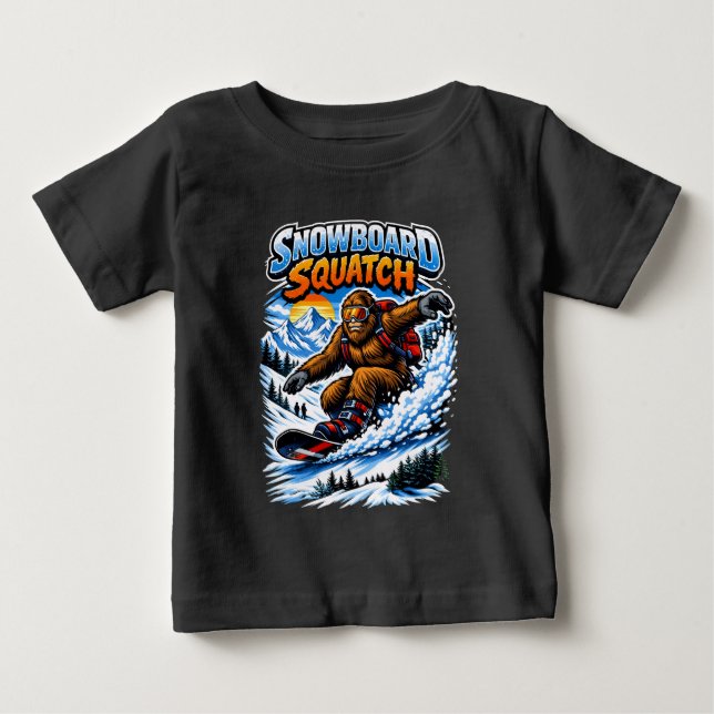 Camiseta Snowboard Squatch – Divertido Bigfoot andando de s (Frente)
