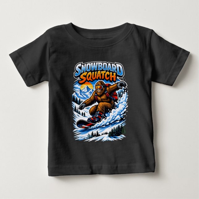 Camiseta Snowboard Squatch – Funny Bigfoot Snowboarding  (Frente)