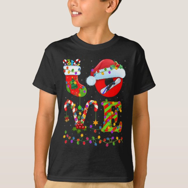 Camiseta Snowboard Xmas Lighting Papai noel Love (Frente)