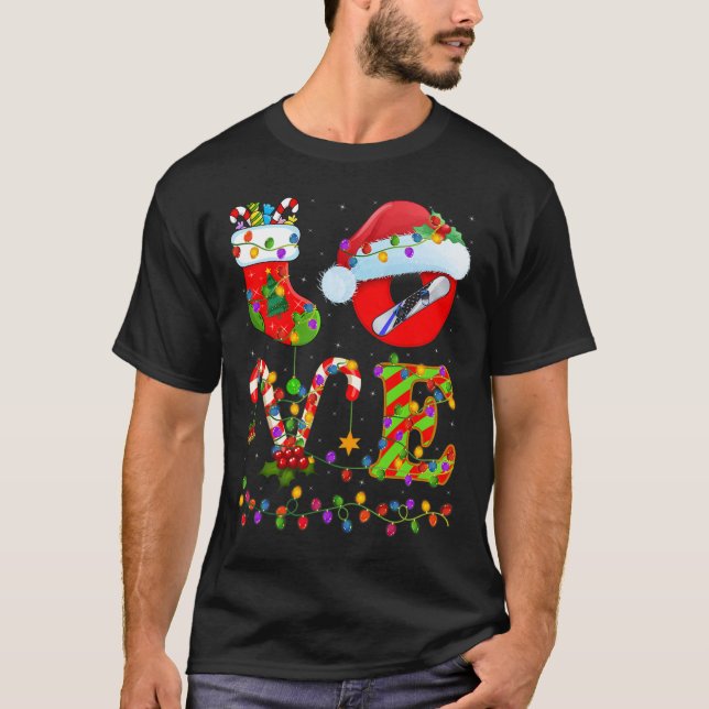 Camiseta Snowboard Xmas Lighting Papai noel Love (Frente)