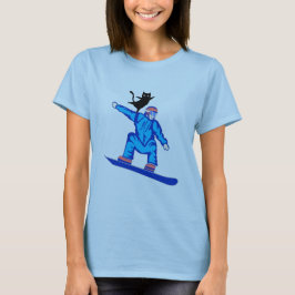 Camiseta Snowboarder com um Cat Balancing Act