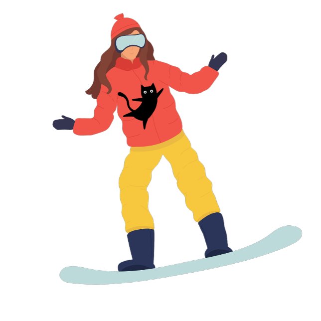 Camiseta Snowboarder com uma Jaqueta de Gato (Criador carregado)
