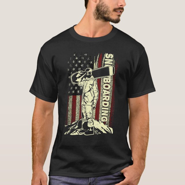Camiseta Snowboarder Skiing Snowboard Americano (Frente)