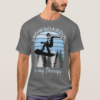 Camiseta Snowboarding is My Therapy Cool Vintage Blue Sunse