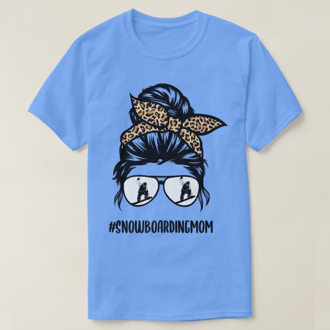 Camiseta Snowboarding mom life leopard, Snowboarding life S (Frente do Design)