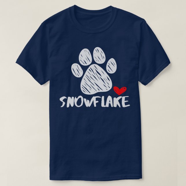 Camiseta Snowflake Nome do cão Puppy Puppy Puppy Puppy Pupp (Frente do Design)