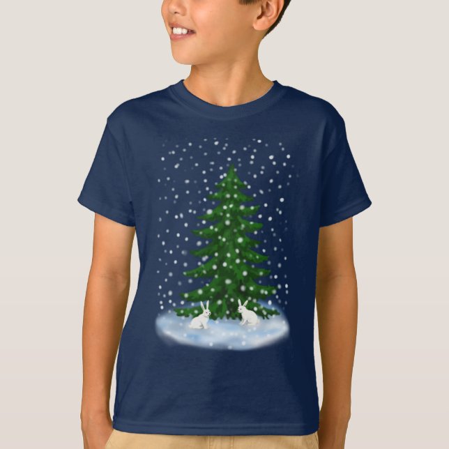 Camiseta Snowhares e uma árvore de abeto (Frente)
