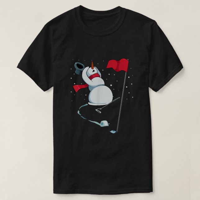 Camiseta Snowman A Jogar Golfe Natal Pajama Esporte XMas G (Frente do Design)