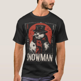 Camiseta Snowman Assombrado com Red Scarf | Inverno escuro
