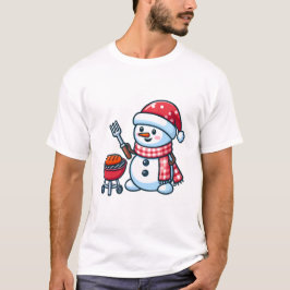 Camiseta Snowman Barbeque Cartoon