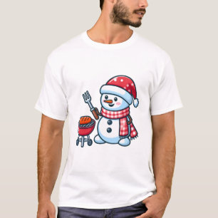 Camiseta Snowman Barbeque Cartoon