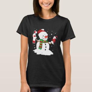 Camiseta Snowman Bebendo Red Wine Funny Partner Match C