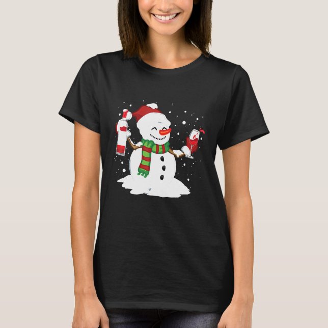 Camiseta Snowman Bebendo Red Wine Funny Partner Match C (Frente)