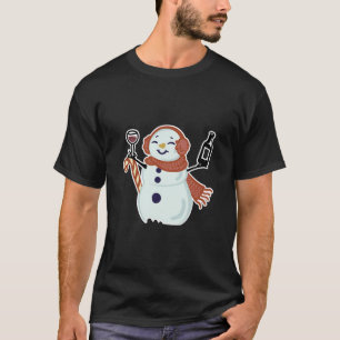 Camiseta Snowman Bebendo Vinho Festa de Natal Presente Para