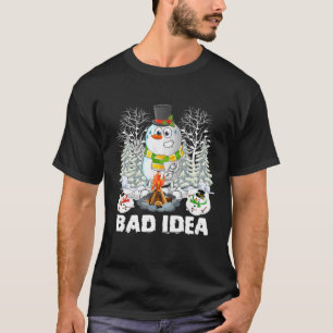 Camiseta Snowman Campfire Idea Má Engraçada Campanha de Nat