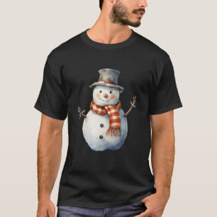 Camiseta Snowman Carrot Nose Xadrez Scarf Winter Christmas