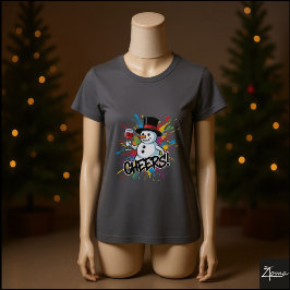 Camiseta Snowman Cheers Wine Paint Splatter Art
