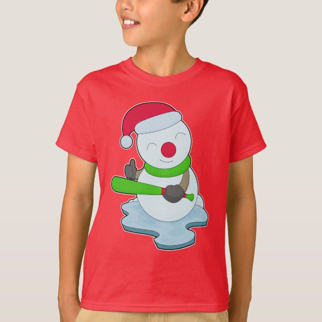 Camiseta Snowman Christmas Baseball (Frente)