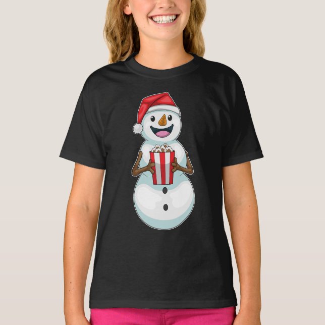 Camiseta Snowman Christmas Popcorn (Frente)