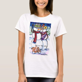 Camiseta Snowman Colorido e Coelhos Coelhos Coelhos Carrot 