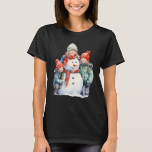 Camiseta Snowman com Carrot Nose Scarf Natal 2