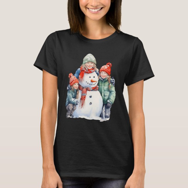 Camiseta Snowman com Carrot Nose Scarf Natal 2 (Frente)