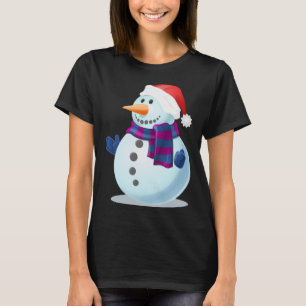 Camiseta Snowman Com Santa Hat