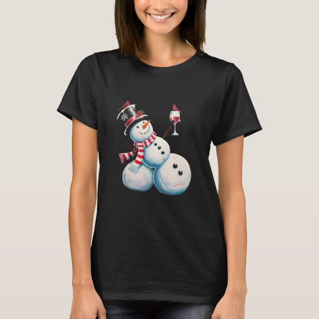 Camiseta Snowman Com Vinho De Natal Engraçado Presente De N (Frente)