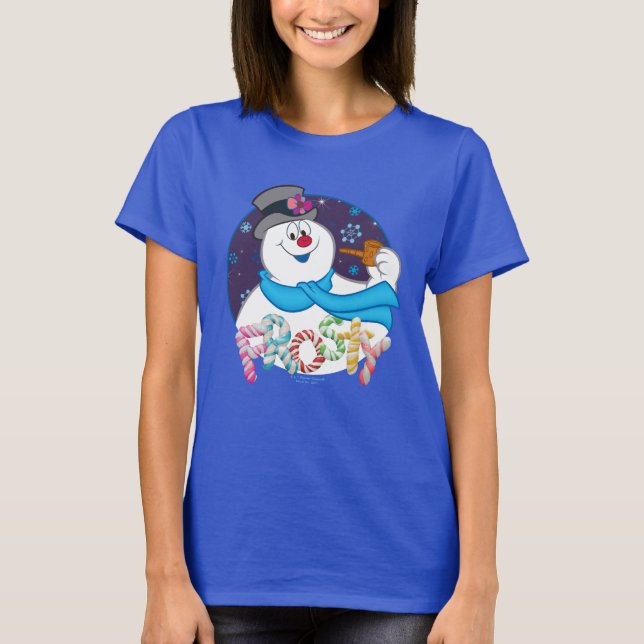 Camiseta Snowman™ congelado | Nome Colorido da Canela de Do (Frente)