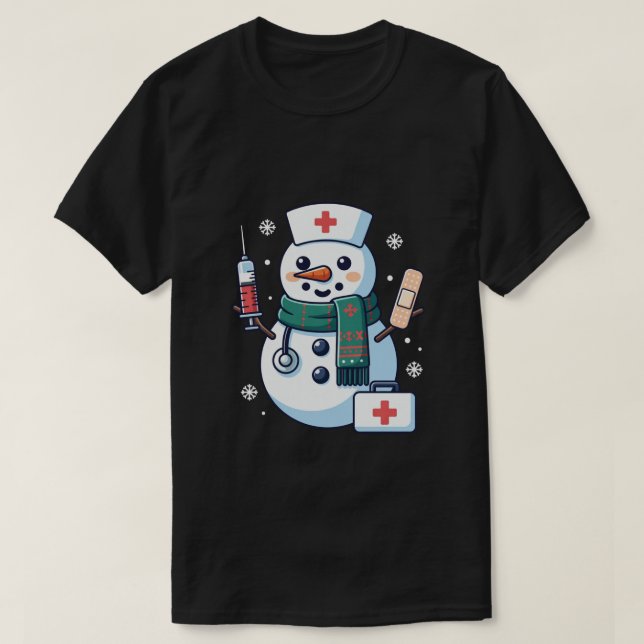 Camiseta Snowman Cute Christmas Nurse Medical Holiday (Frente do Design)