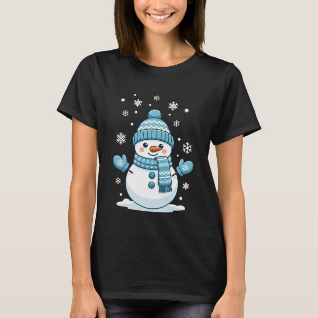 Camiseta Snowman Cute Christmas Winter Holiday (Frente)