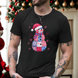 Camiseta Snowman de Natal com retalhos de neve