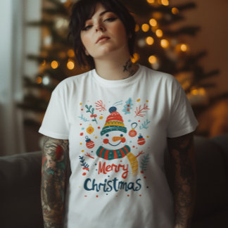 Camiseta Snowman de Natal - Feliz Natal Festivo Snowma