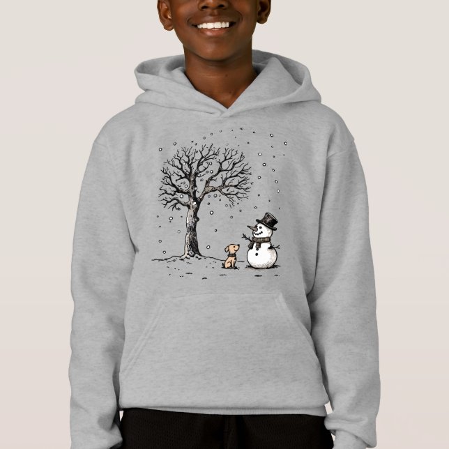 Camiseta Snowman & Dog: Amizade de inverno (Frente)