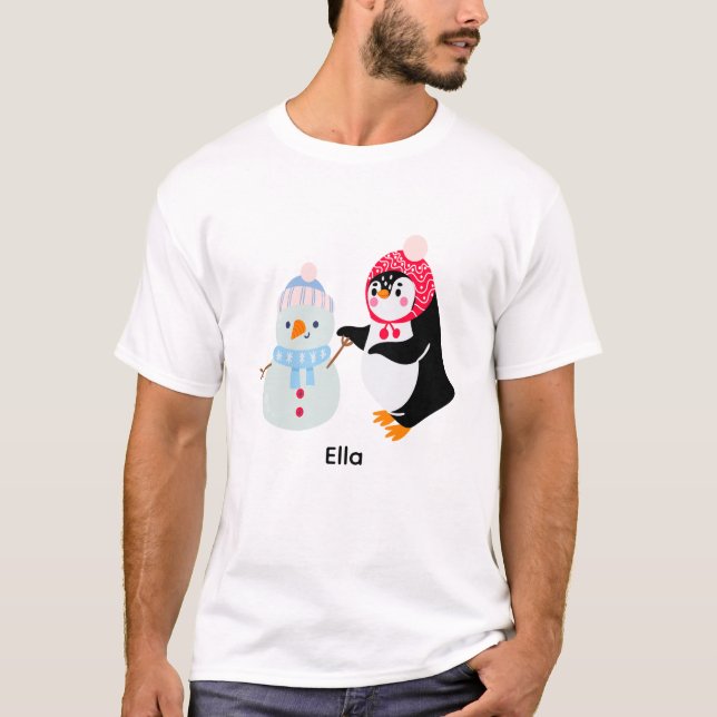 Camiseta Snowman e Pinguim congelados (Frente)