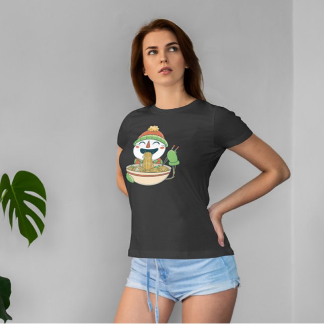 Camiseta Snowman Eating Ramen (Criador carregado)