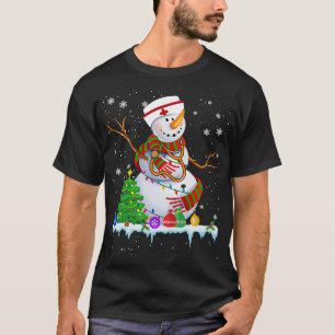 Camiseta Snowman Enfermeira Natal Luzes Xmas Árvore Snowman