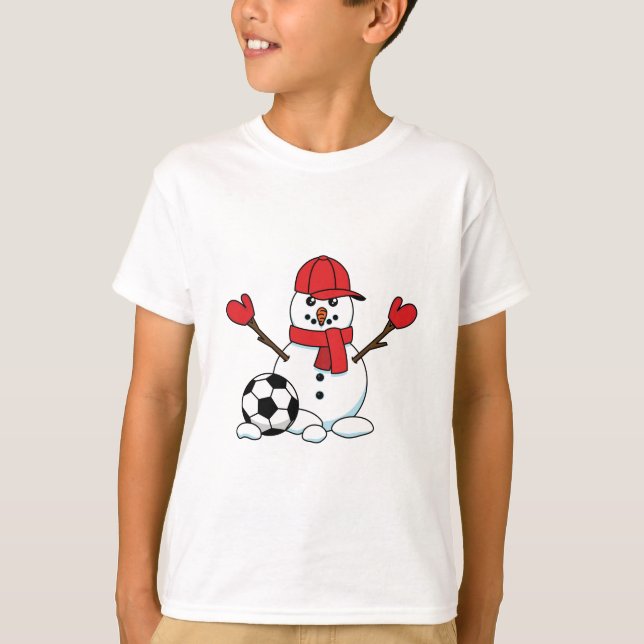 Camiseta Snowman engraçado com bola de futebol (Frente)