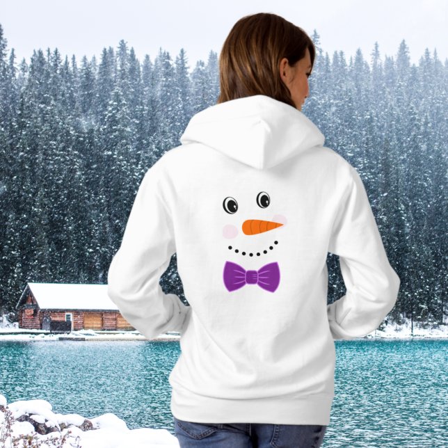 Camiseta Snowman Face Purple Bowtie adiciona nome (Criador carregado)
