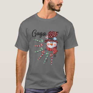 Camiseta Snowman Gaga Candy Cane Red Xadrez presentes de Na