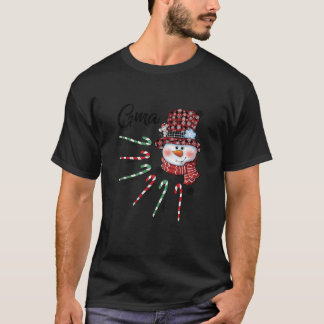 Camiseta Snowman Gma Candy Cane Red Xadrez presentes de Nat