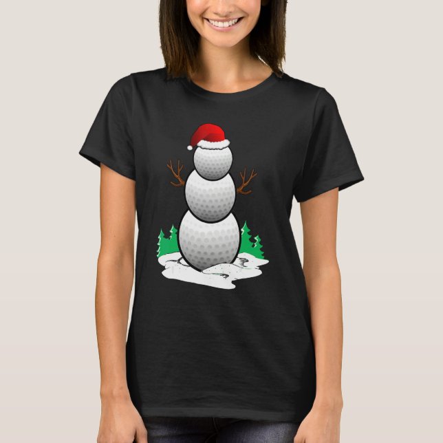 Camiseta Snowman Golf Ball Santa Hat Christmas Pajama Xmas (Frente)