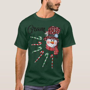 Camiseta Snowman Gram Candy Cane Red Xadrez presentes de Na