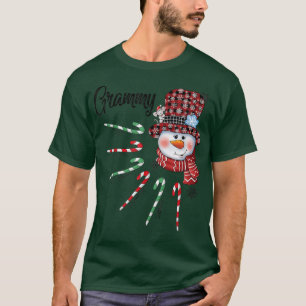 Camiseta Snowman Grammy Candy Cane Red Xadrez Presente de N