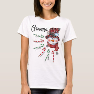 Camiseta Snowman Granna Candy Cane Xadrez Vermelha Natal